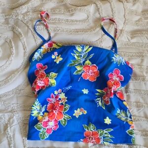 Lands' End Vibrant Blue Floral Bikini Top